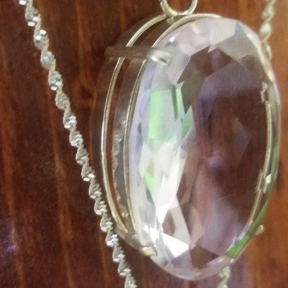 2 Stunning Baby Pink Crystal Pendants Mom and Daughter Set In 925. Silver - Picture 12 of 14